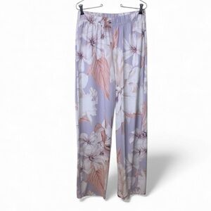 Beyond This Plane Lavender Floral Pull On Pants Pockets Elastic Waist Stretchy